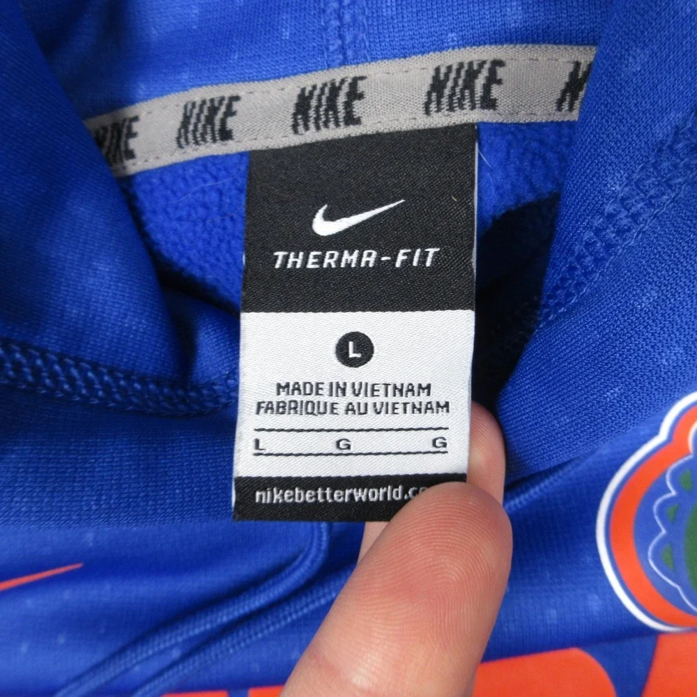 Florida Gators Sweater Mens Large Blue Hoodie Sweatshirt Nike Thermafit Football